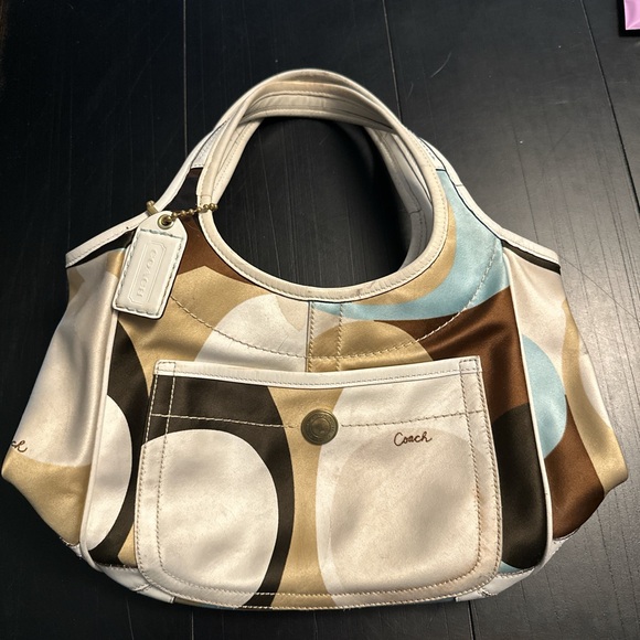 Coach Handbags - Coach Ergo Optics Blue Brown Tan Scarf Print bag